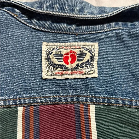 Hang Ten Denim Jacket with Striped Sleeves - Picture 7 of 7